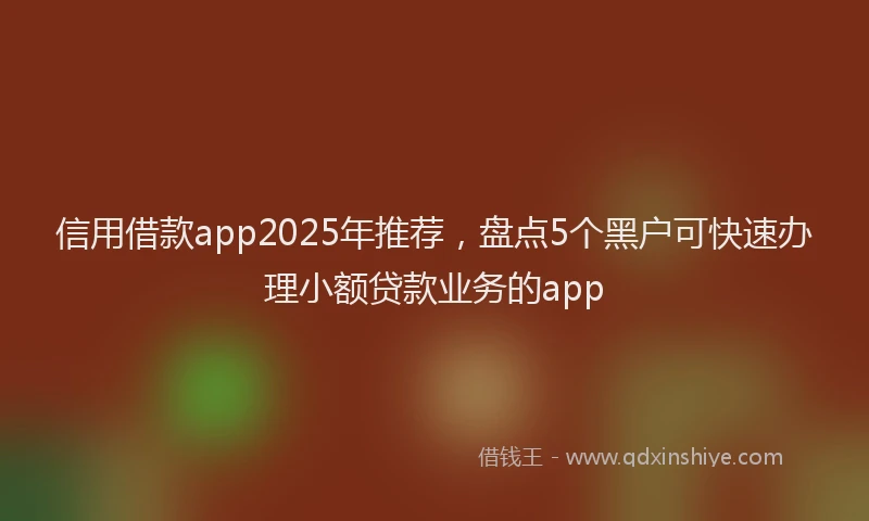 信用借款app2025年推荐，盘点5个黑户可快速办理小额贷款业务的app