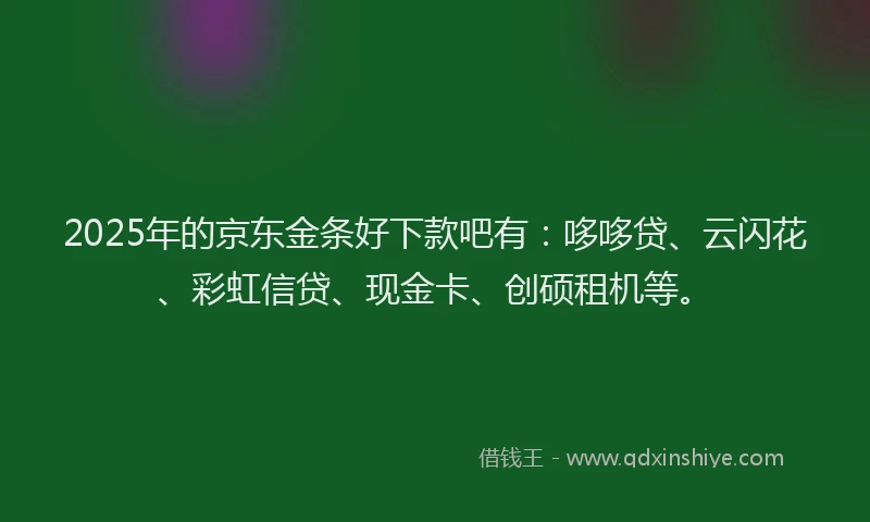 2025年的京东金条好下款吧有：哆哆贷、云闪花、彩虹信贷、现金卡、创硕租机等。