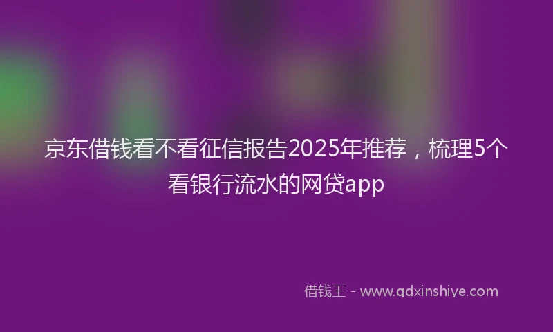 京东借钱看不看征信报告2025年推荐，梳理5个看银行流水的网贷app