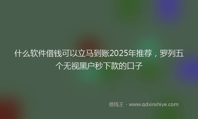 什么软件借钱可以立马到账2025年推荐，罗列五个无视黑户秒下款的口子