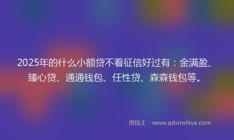 2025年的什么小额贷不看征信好过有：金满盈、臻心贷、通通钱包、任性贷、森森钱包等。
