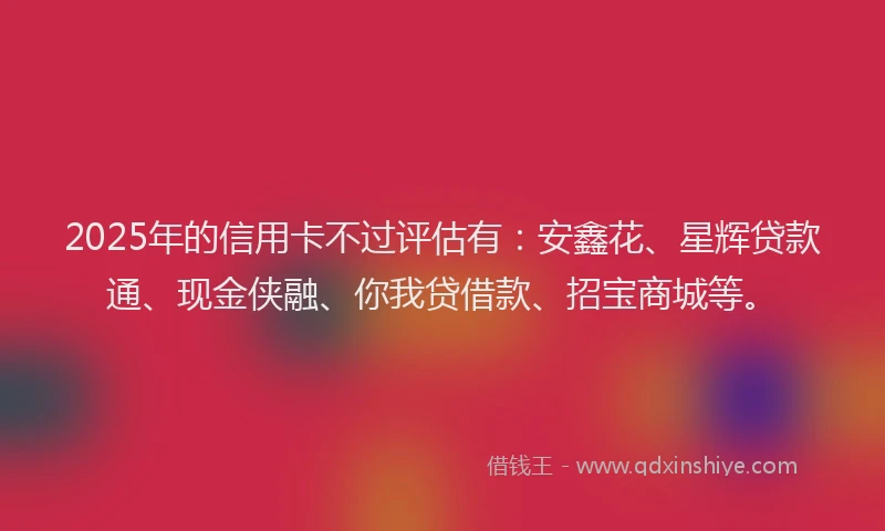 2025年的信用卡不过评估有：安鑫花、星辉贷款通、现金侠融、你我贷借款、招宝商城等。
