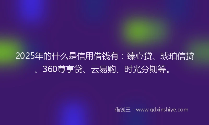 2025年的什么是信用借钱有：臻心贷、琥珀信贷、360尊享贷、云易购、时光分期等。