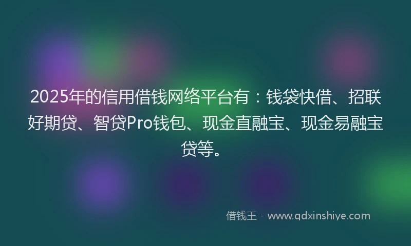 2025年的信用借钱网络平台有：钱袋快借、招联好期贷、智贷Pro钱包、现金直融宝、现金易融宝贷等。