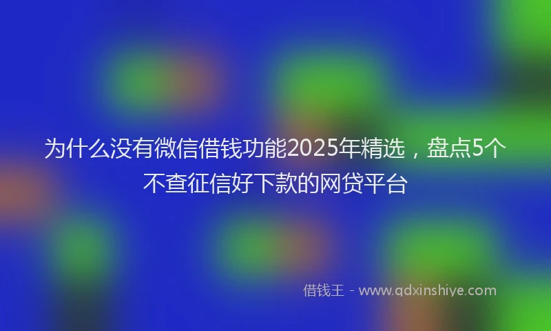 为什么没有微信借钱功能2025年精选，盘点5个不查征信好下款的网贷平台