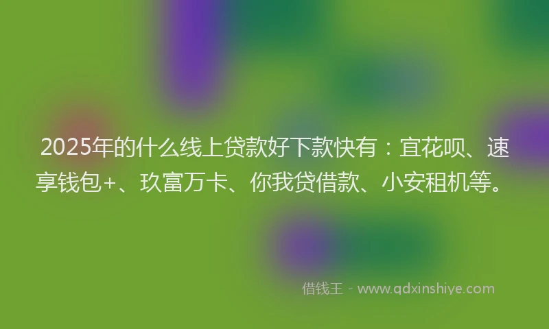 2025年的什么线上贷款好下款快有：宜花呗、速享钱包+、玖富万卡、你我贷借款、小安租机等。