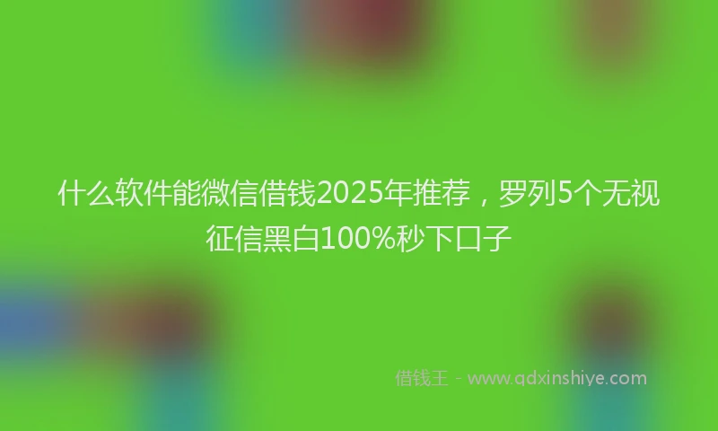 什么软件能微信借钱2025年推荐，罗列5个无视征信黑白100%秒下口子