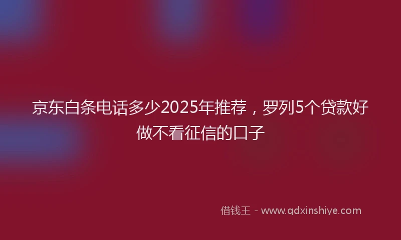 京东白条电话多少2025年推荐，罗列5个贷款好做不看征信的口子