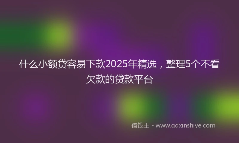 什么小额贷容易下款2025年精选,整理5个不看欠款的贷款平台