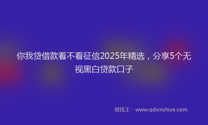 你我贷借款看不看征信2025年精选，分享5个无视黑白贷款口子