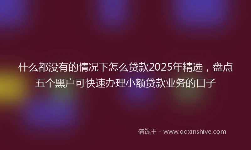 什么都没有的情况下怎么贷款2025年精选,盘点五个黑户可快速办理小额贷款业务的口子