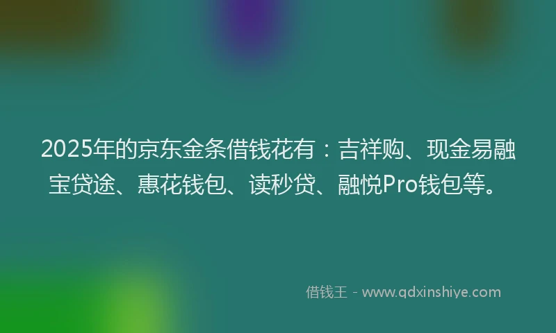 2025年的京东金条借钱花有：吉祥购、现金易融宝贷途、惠花钱包、读秒贷、融悦Pro钱包等。