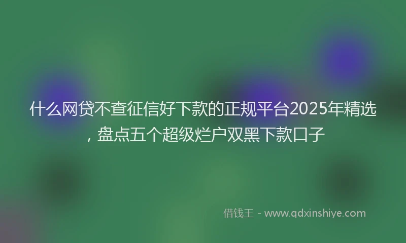 什么网贷不查征信好下款的正规平台2025年精选，盘点五个超级烂户双黑下款口子