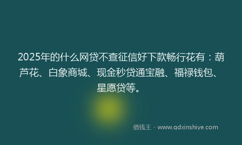 2025年的什么网贷不查征信好下款畅行花有:葫芦花、白象商城、现金秒贷通宝融、福禄钱包、星愿贷等。