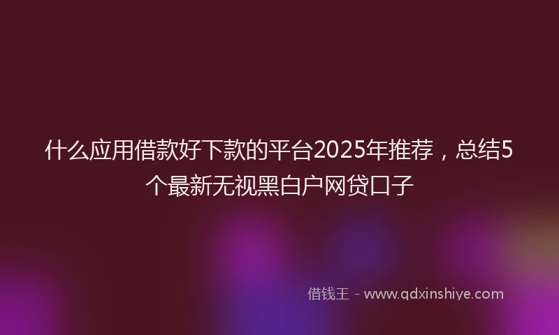 什么应用借款好下款的平台2025年推荐,总结5个最新无视黑白户网贷口子