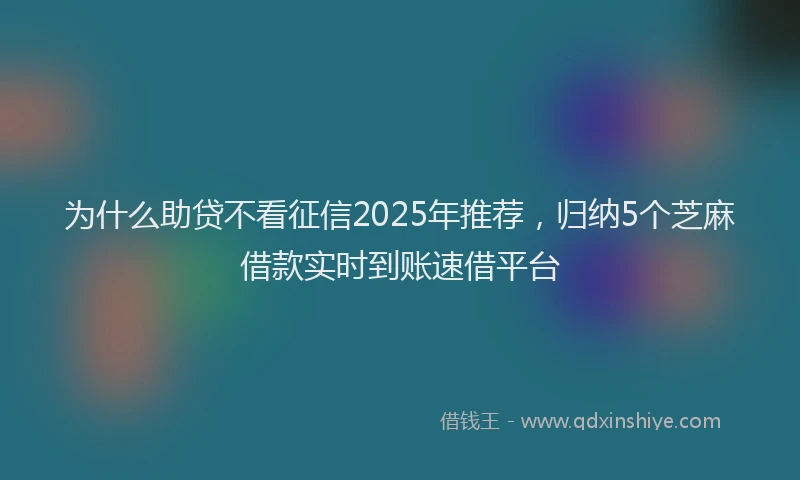 为什么助贷不看征信2025年推荐，归纳5个芝麻借款实时到账速借平台