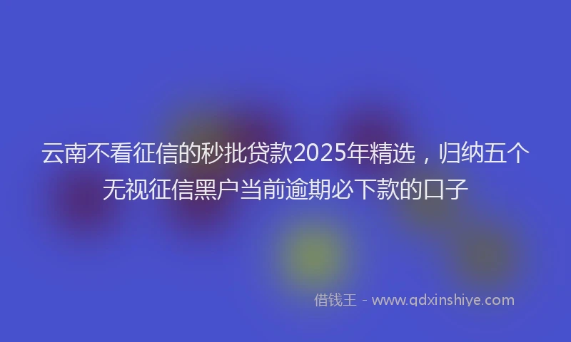 云南不看征信的秒批贷款2025年精选，归纳五个无视征信黑户当前逾期必下款的口子