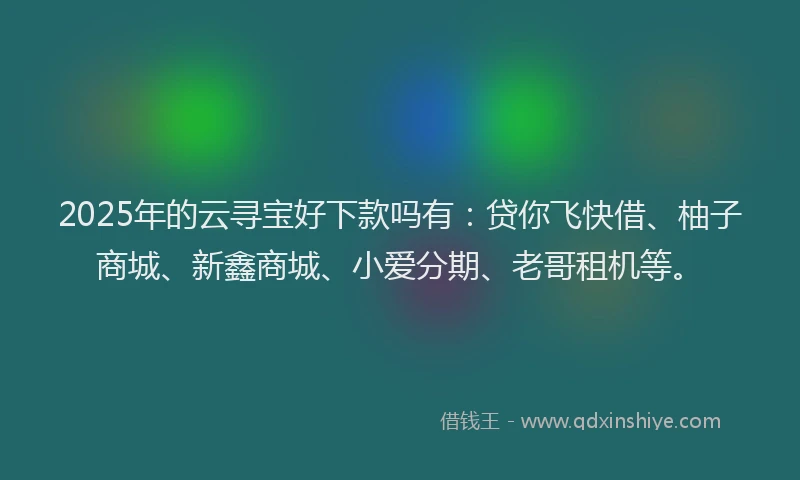 2025年的云寻宝好下款吗有：贷你飞快借、柚子商城、新鑫商城、小爱分期、老哥租机等。