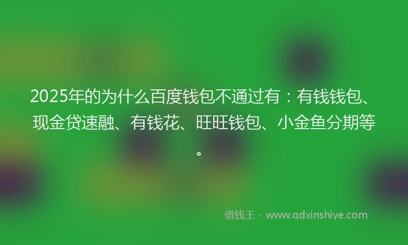 2025年的为什么百度钱包不通过有：有钱钱包、现金贷速融、有钱花、旺旺钱包、小金鱼分期等。