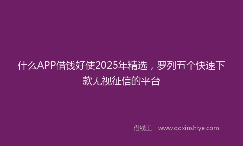 什么APP借钱好使2025年精选,罗列五个快速下款无视征信的平台