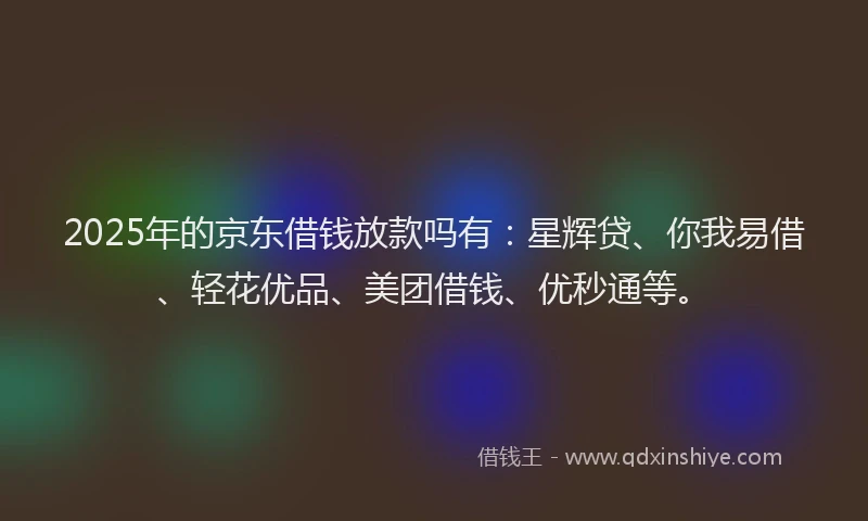 2025年的京东借钱放款吗有：星辉贷、你我易借、轻花优品、美团借钱、优秒通等。