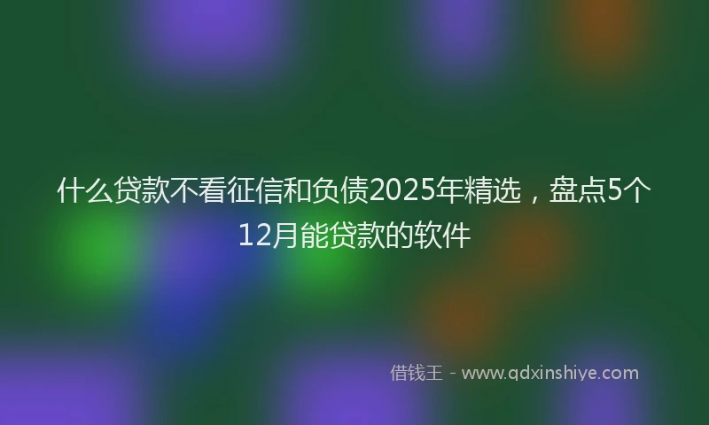 什么贷款不看征信和负债2025年精选，盘点5个12月能贷款的软件