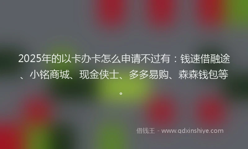 2025年的以卡办卡怎么申请不过有：钱速借融途、小铭商城、现金侠士、多多易购、森森钱包等。