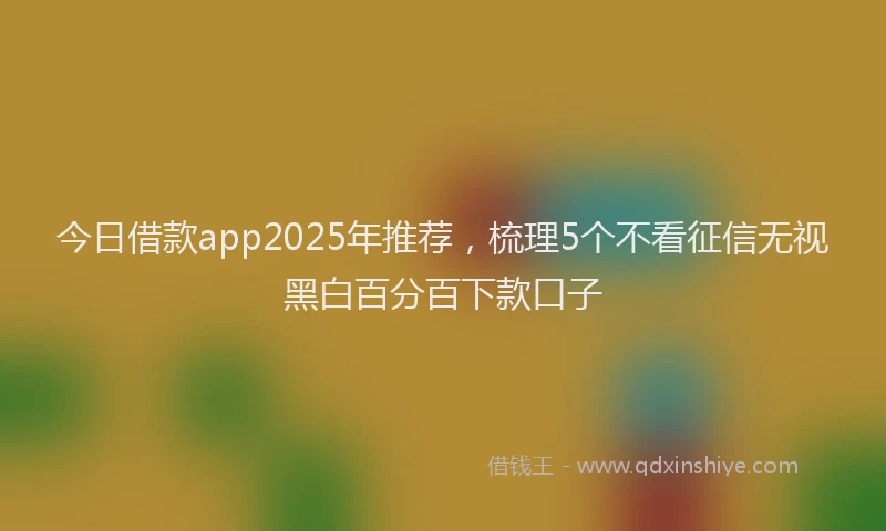 今日借款app2025年推荐，梳理5个不看征信无视黑白百分百下款口子
