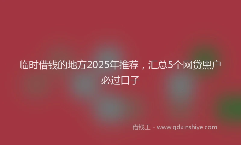 临时借钱的地方2025年推荐，汇总5个网贷黑户必过口子