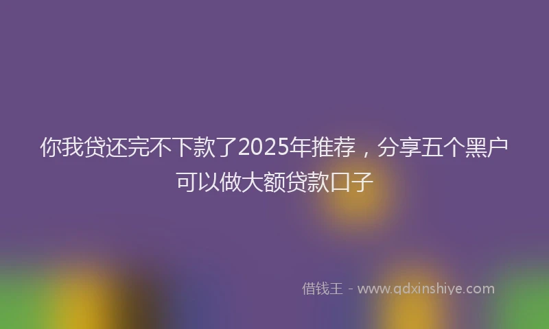 你我贷还完不下款了2025年推荐，分享五个黑户可以做大额贷款口子