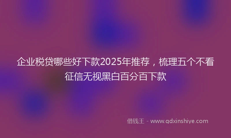企业税贷哪些好下款2025年推荐，梳理五个不看征信无视黑白百分百下款