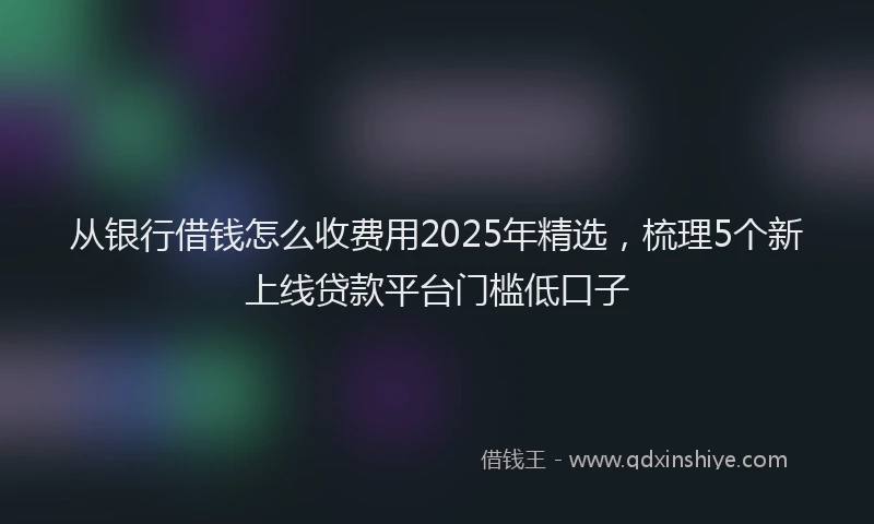 从银行借钱怎么收费用2025年精选，梳理5个新上线贷款平台门槛低口子