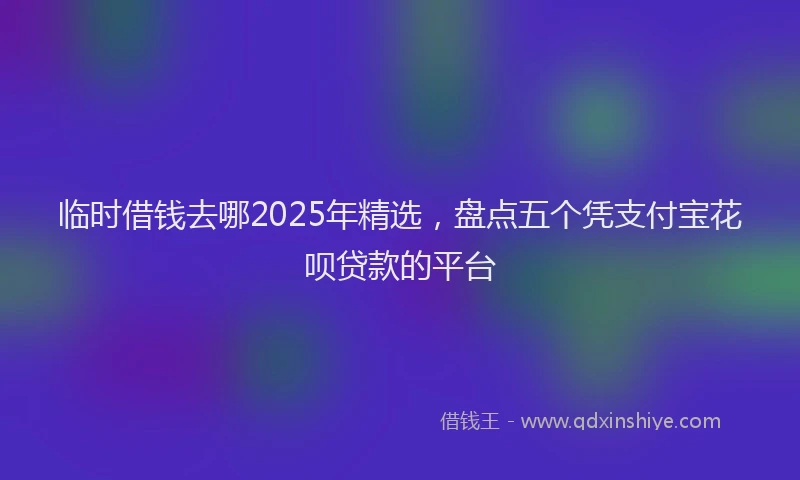临时借钱去哪2025年精选，盘点五个凭支付宝花呗贷款的平台