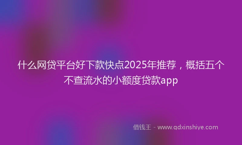 什么网贷平台好下款快点2025年推荐，概括五个不查流水的小额度贷款app