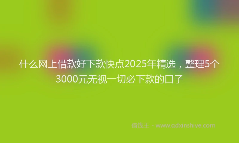 什么网上借款好下款快点2025年精选,整理5个3000元无视一切必下款的口子