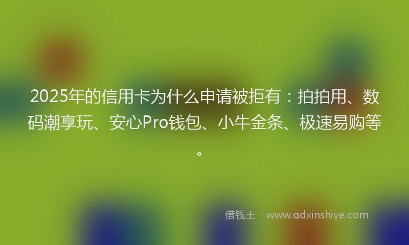 2025年的信用卡为什么申请被拒有：拍拍用、数码潮享玩、安心Pro钱包、小牛金条、极速易购等。