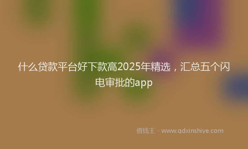 什么贷款平台好下款高2025年精选，汇总五个闪电审批的app