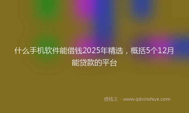 什么手机软件能借钱2025年精选，概括5个12月能贷款的平台