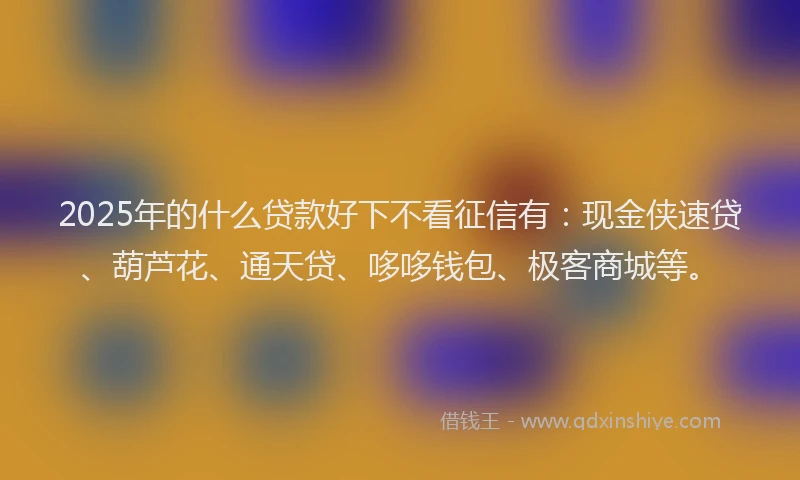 2025年的什么贷款好下不看征信有：现金侠速贷、葫芦花、通天贷、哆哆钱包、极客商城等。