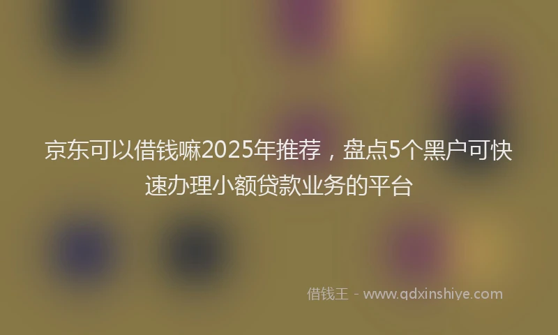 京东可以借钱嘛2025年推荐，盘点5个黑户可快速办理小额贷款业务的平台