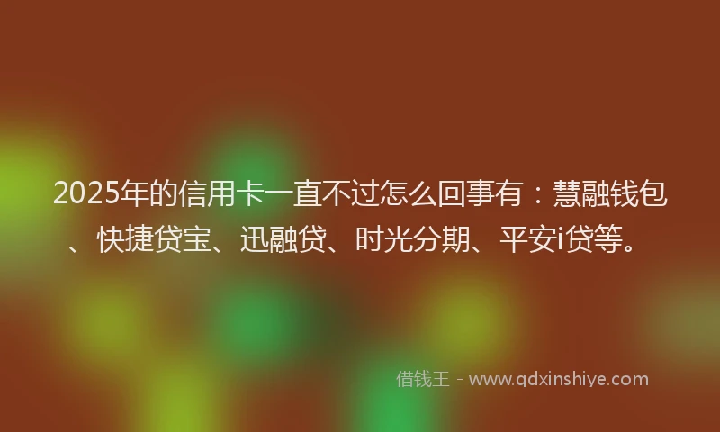 2025年的信用卡一直不过怎么回事有：慧融钱包、快捷贷宝、迅融贷、时光分期、平安i贷等。