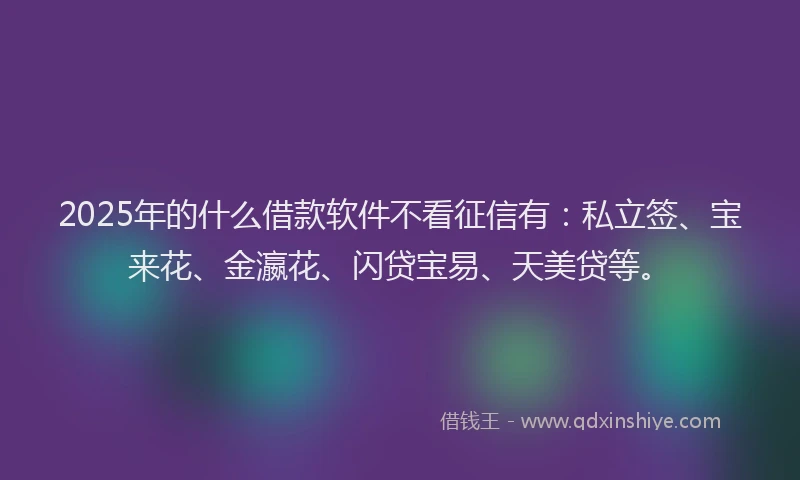 2025年的什么借款软件不看征信有：私立签、宝来花、金瀛花、闪贷宝易、天美贷等。