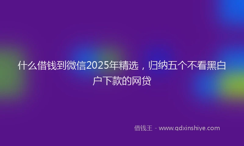 什么借钱到微信2025年精选,归纳五个不看黑白户下款的网贷