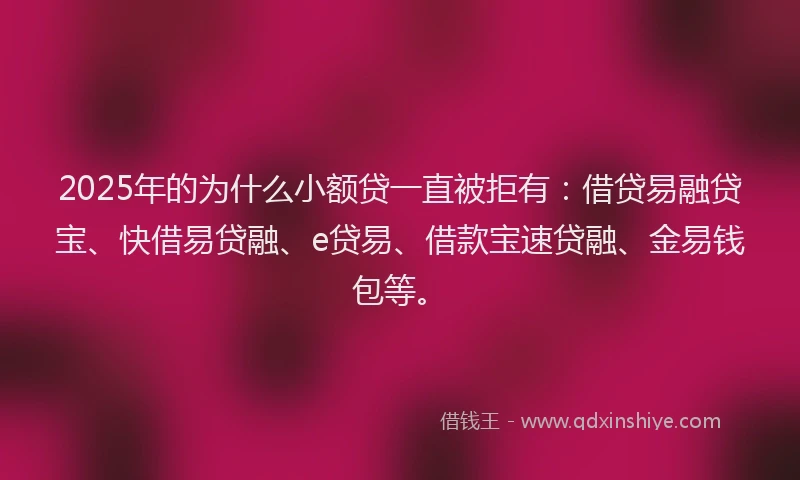 2025年的为什么小额贷一直被拒有：借贷易融贷宝、快借易贷融、e贷易、借款宝速贷融、金易钱包等。
