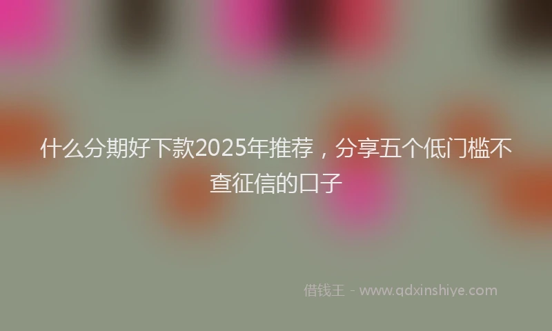 什么分期好下款2025年推荐,分享五个低门槛不查征信的口子
