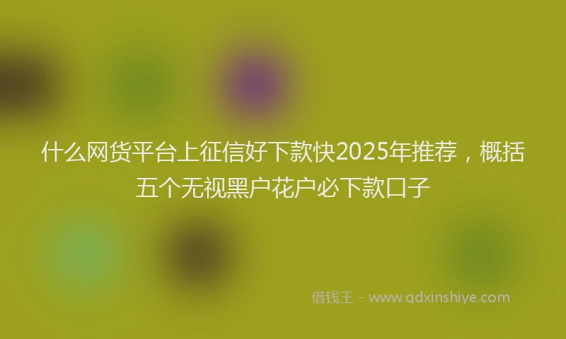 什么网货平台上征信好下款快2025年推荐，概括五个无视黑户花户必下款口子