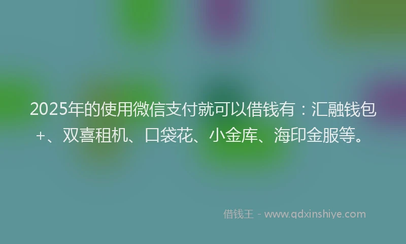 2025年的使用微信支付就可以借钱有：汇融钱包+、双喜租机、口袋花、小金库、海印金服等。