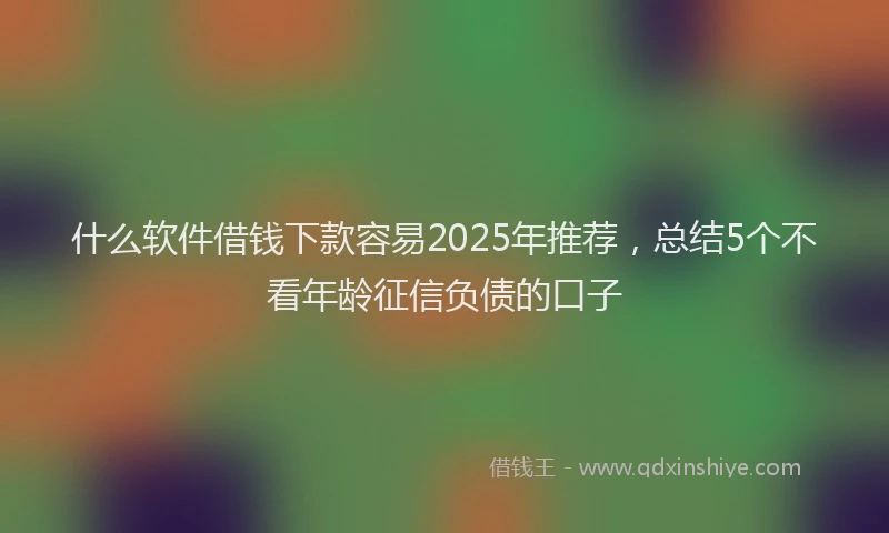 什么软件借钱下款容易2025年推荐，总结5个不看年龄征信负债的口子