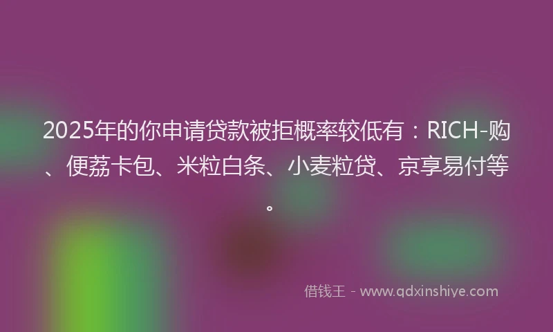 2025年的你申请贷款被拒概率较低有：RICH-购、便荔卡包、米粒白条、小麦粒贷、京享易付等。