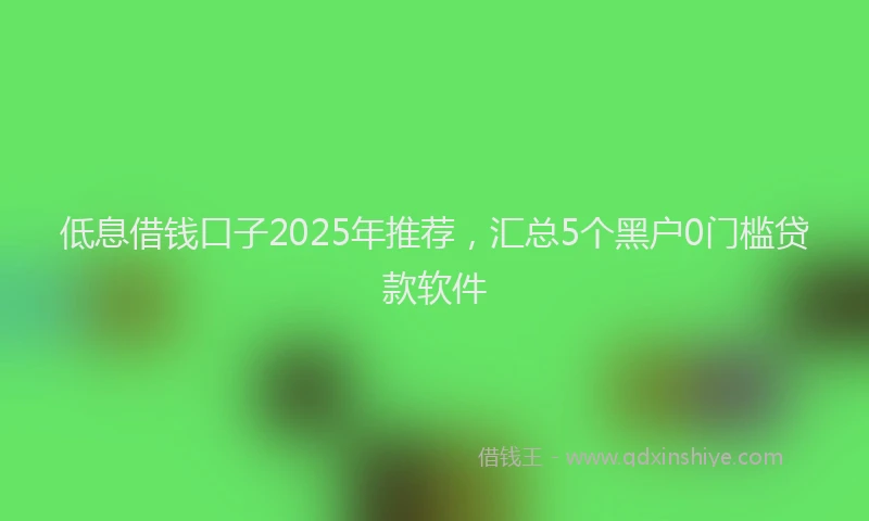 低息借钱口子2025年推荐，汇总5个黑户0门槛贷款软件
